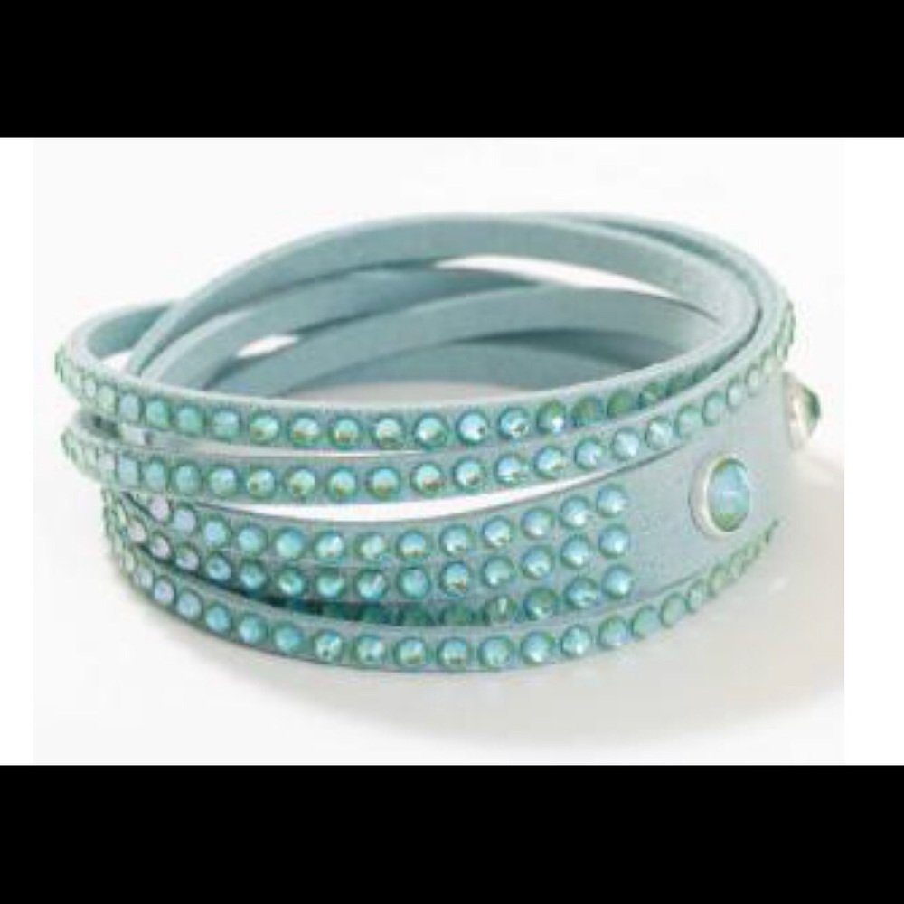- Touchstone Crystal by Swarovski under wraps aqua wrap bracelet NEW in box